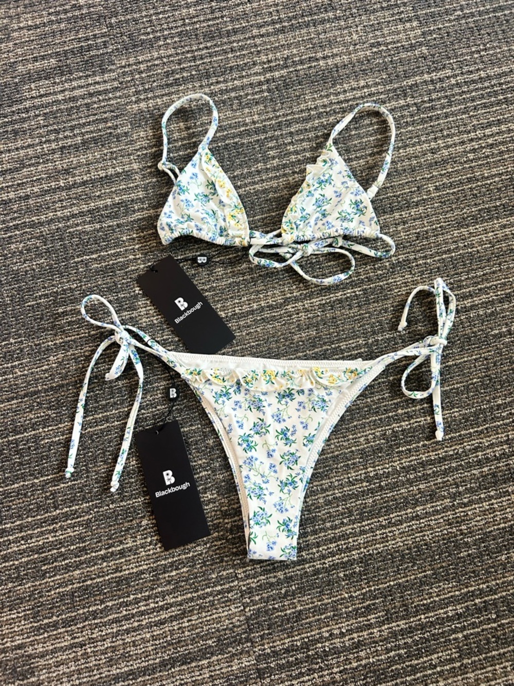 Blackbough White Floral Tie-Side Bikini